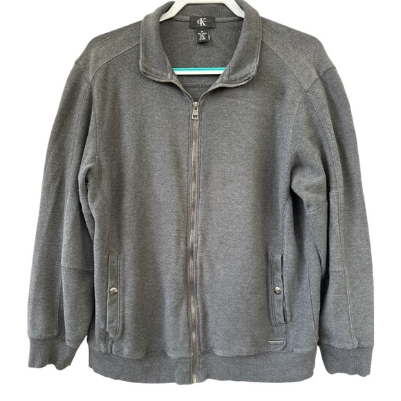Calvin Klein Men Jacket Gray Medium Zip Up with Pockets Preppy - Picture 1 of 7